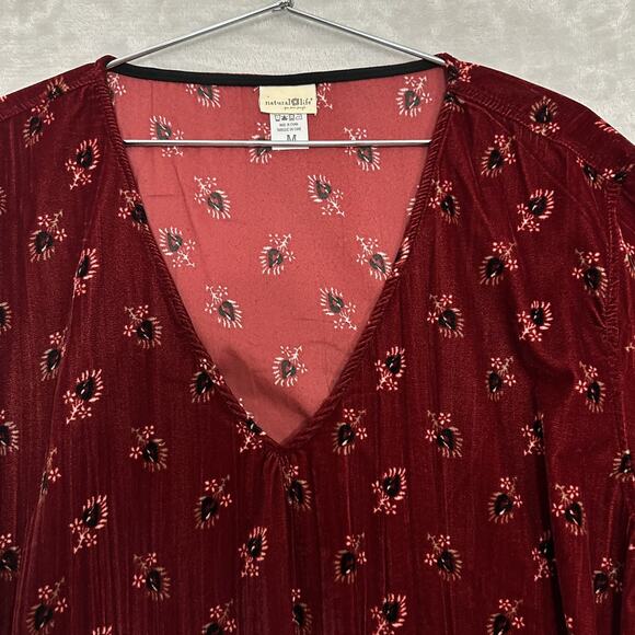 Natural Life Crushed Velvet Floral Mini Dress Pockets Women’s Medium Oversized - Picture 4 of 11